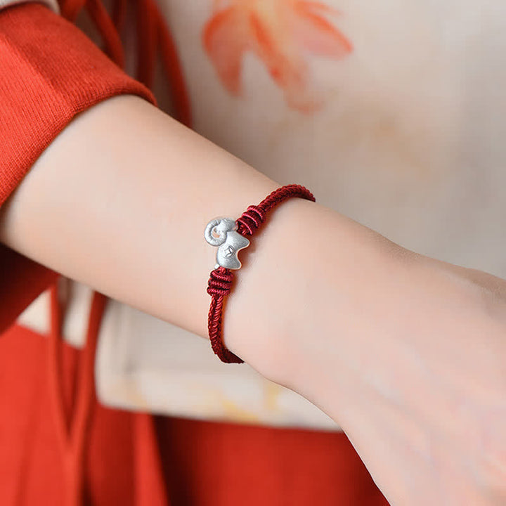 Buddha Stones Red String 999 Sterling Silver Goat Protection Bracelet - image 10