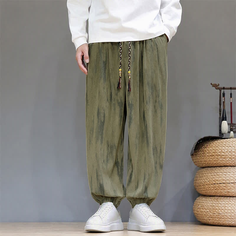 Buddha Stones Fall Winter Casual Drawstring Stripes Cropped Pants Corduroy Men's Harem Pants With Pockets - image 18
