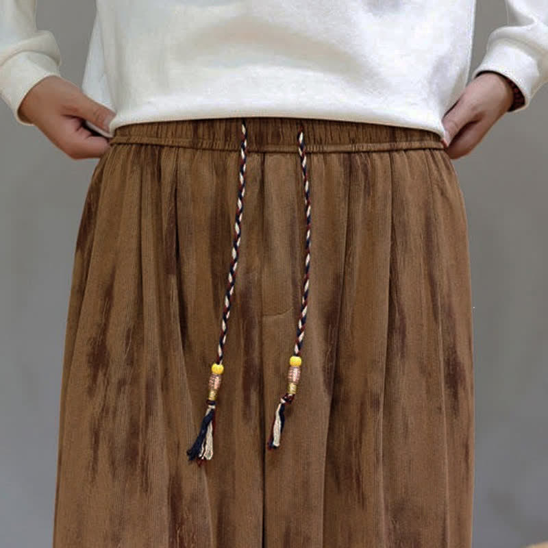 Buddha Stones Fall Winter Casual Drawstring Stripes Cropped Pants Corduroy Men's Harem Pants With Pockets - image 33