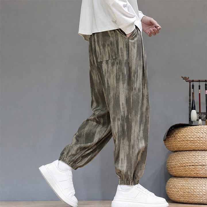 Buddha Stones Fall Winter Casual Drawstring Stripes Cropped Pants Corduroy Men's Harem Pants With Pockets - image 3