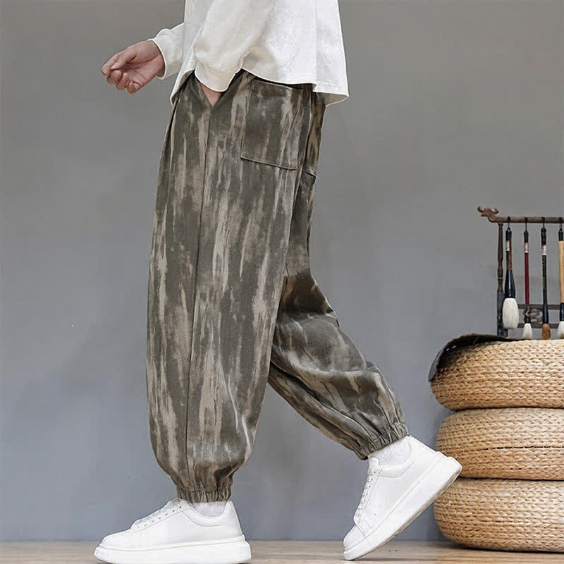 Buddha Stones Fall Winter Casual Drawstring Stripes Cropped Pants Corduroy Men's Harem Pants With Pockets - image 5