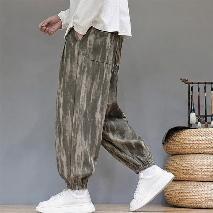Buddha Stones Fall Winter Casual Drawstring Stripes Cropped Pants Corduroy Men's Harem Pants With Pockets - image 5