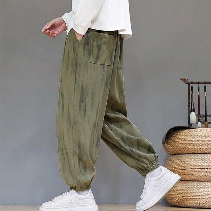 Buddha Stones Fall Winter Casual Drawstring Stripes Cropped Pants Corduroy Men's Harem Pants With Pockets - image 22