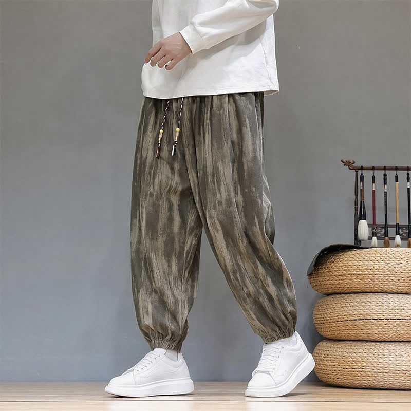 Buddha Stones Fall Winter Casual Drawstring Stripes Cropped Pants Corduroy Men's Harem Pants With Pockets - DimGray - US/UK/AU46, EU56 (5XL) - image 0