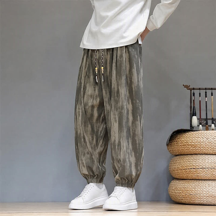 Buddha Stones Fall Winter Casual Drawstring Stripes Cropped Pants Corduroy Men's Harem Pants With Pockets - image 6