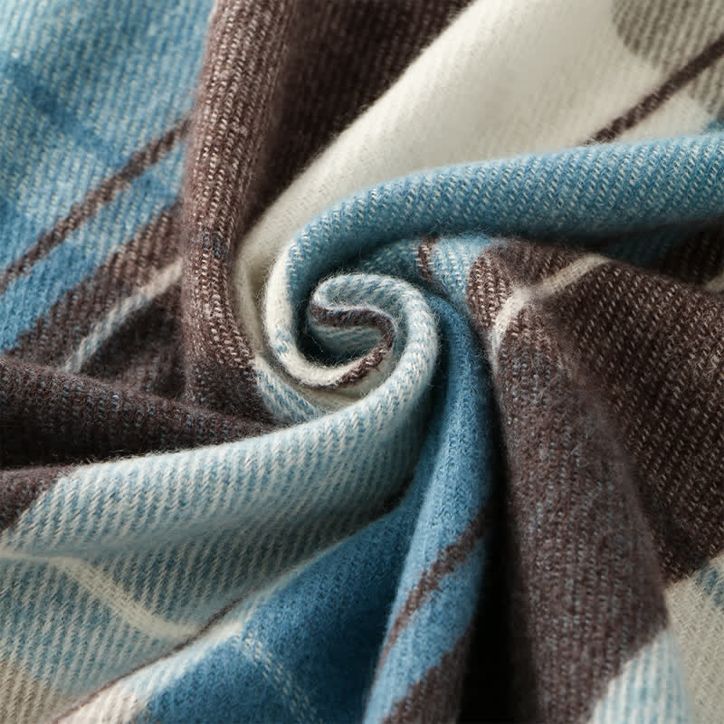 Buddha Stones Fall Winter Classic Plaid Tassel Cozy Men's Scarf - image 6