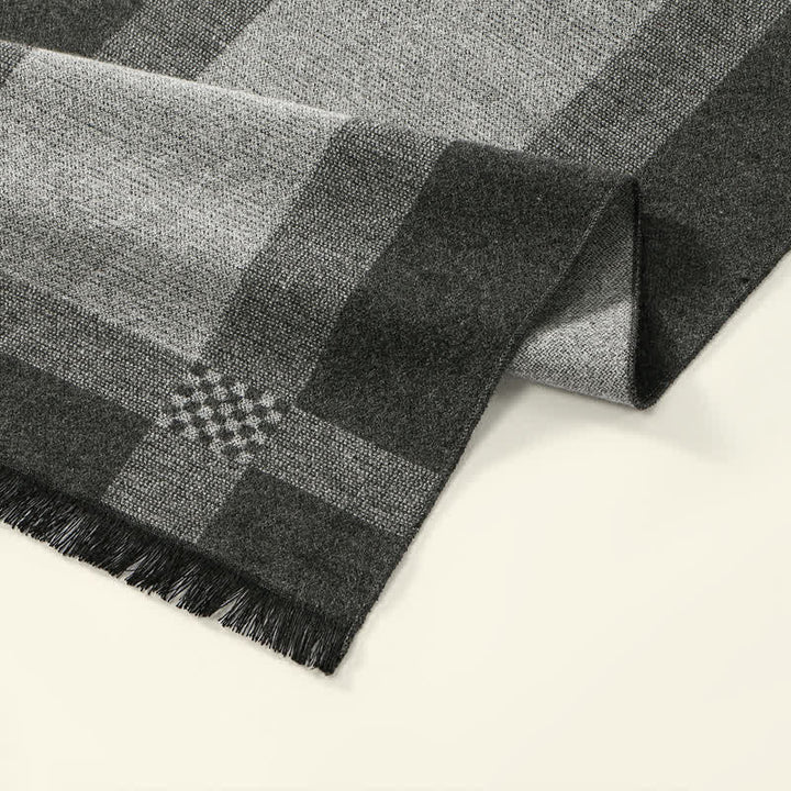 Buddha Stones Fall Winter Vintage Check Fringe Soft Men's Scarf - image 3
