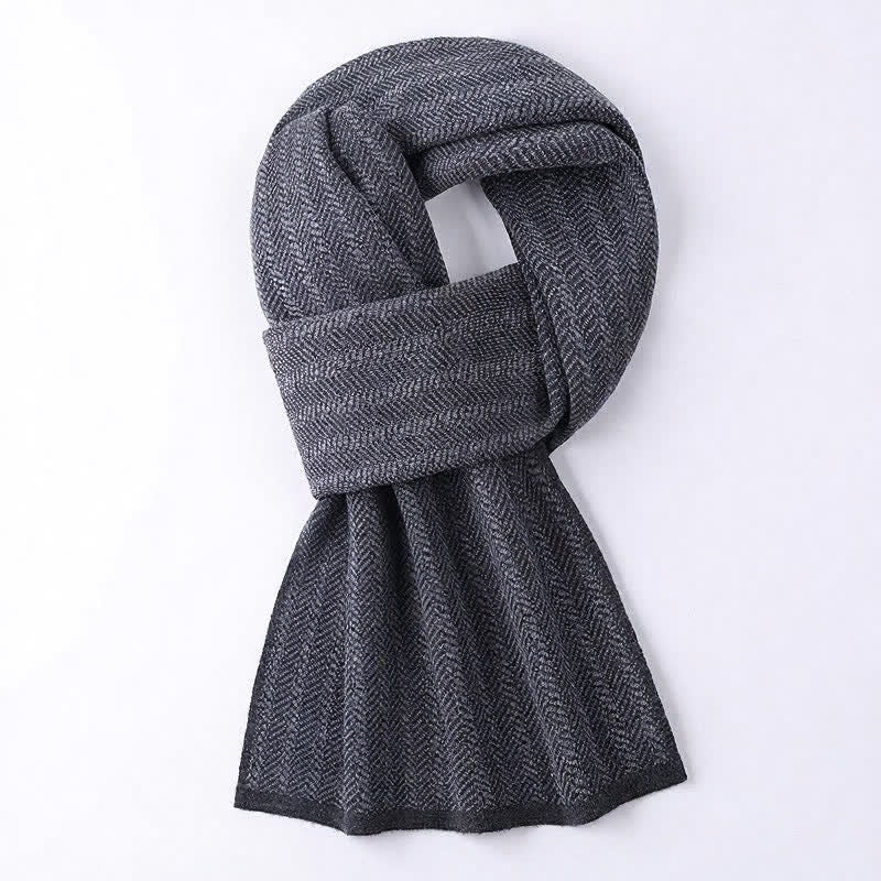 Buddha Stones Fall Winter Understated Herringbone Travel Men's Scarf - DimGray - image 0