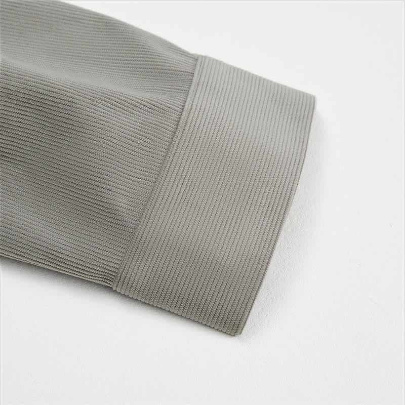 Buddha Stones Fall Casual Solid Corduroy Men's Long Sleeve Shirts With Patch Pockets - image 15