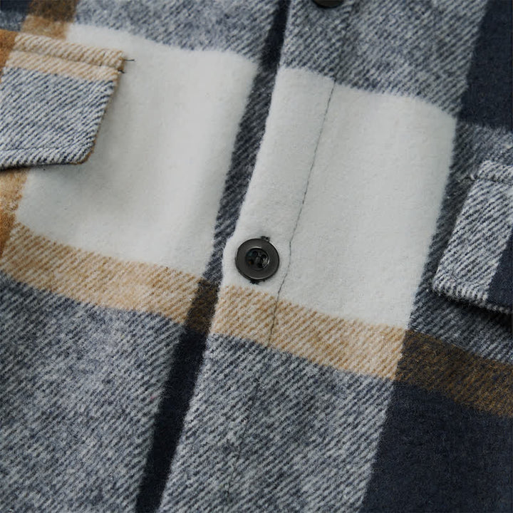 Buddha Stones Spring Fall Casual Vintage Button-Up Plaid Men's Long Sleeve Shirts - image 16