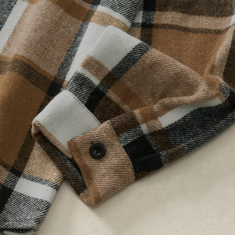 Buddha Stones Spring Fall Casual Vintage Button-Up Plaid Men's Long Sleeve Shirts - image 8