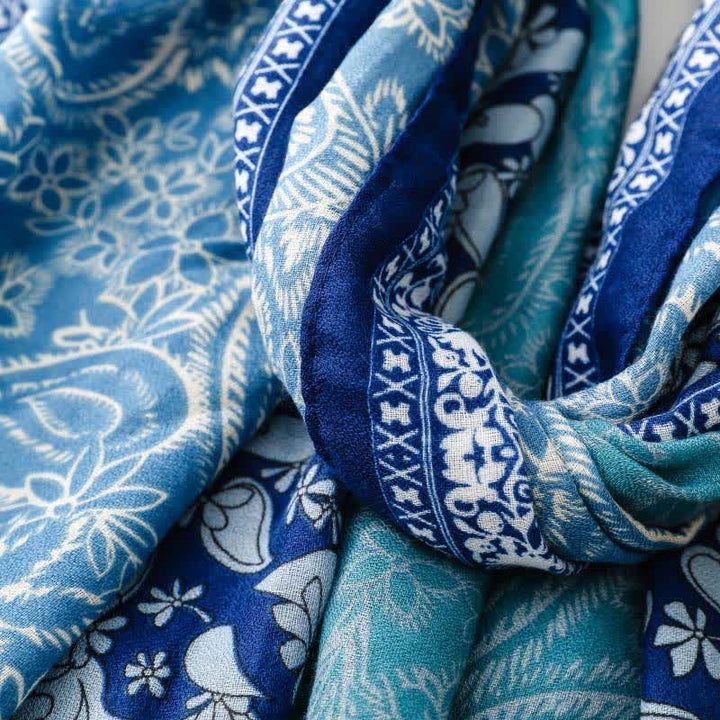 Buddha Stones Fall Winter Paisley Floral Border Print Soft Women's Scarf - image 10