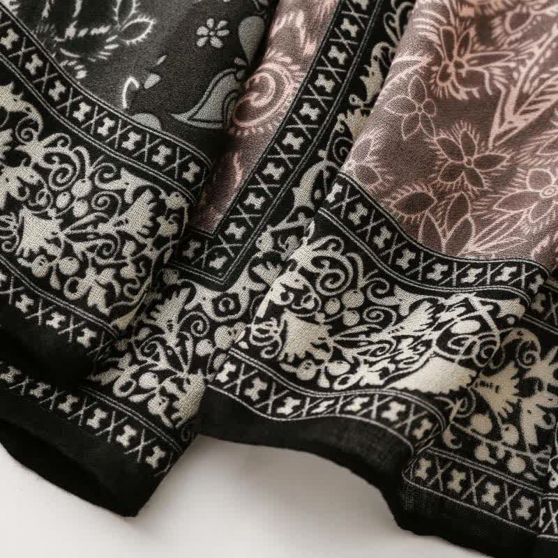 Buddha Stones Fall Winter Paisley Floral Border Print Soft Women's Scarf - image 24