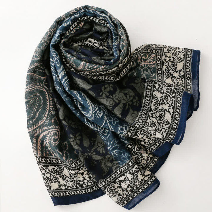 Buddha Stones Fall Winter Paisley Floral Border Print Soft Women's Scarf - image 1