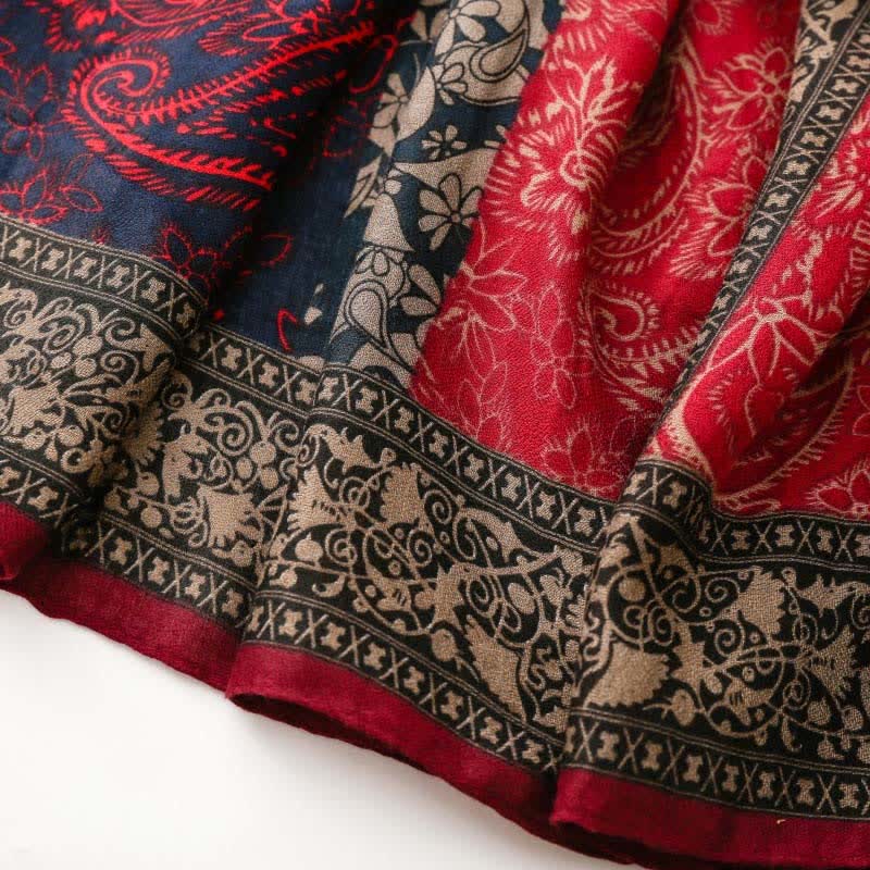 Buddha Stones Fall Winter Paisley Floral Border Print Soft Women's Scarf - image 17