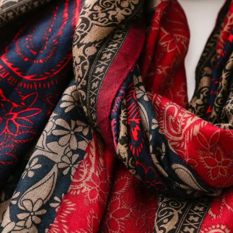 Buddha Stones Fall Winter Paisley Floral Border Print Soft Women's Scarf - image 16