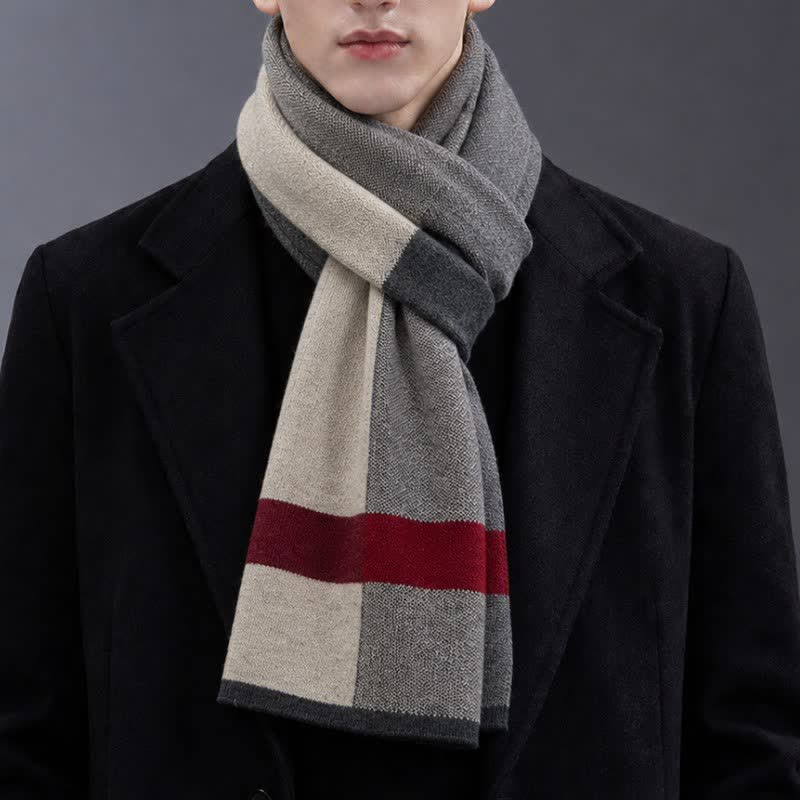 Buddha Stones Fall Winter Soft Urban Wraparound Men's Scarf - Beige - image 0