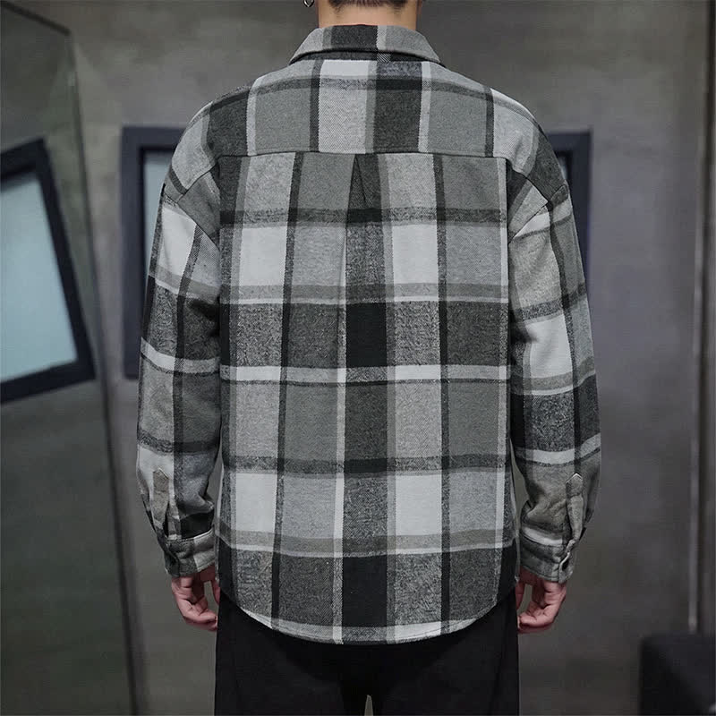 Buddha Stones Spring Fall Casual Vintage Button-Up Plaid Men's Long Sleeve Shirts - image 21