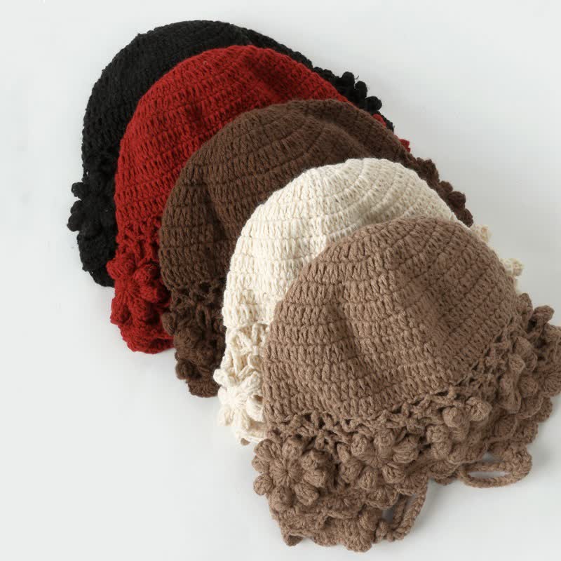 Buddha Stones Fall Winter Knit Floral Tassel Earflap Women's Hat - image 11