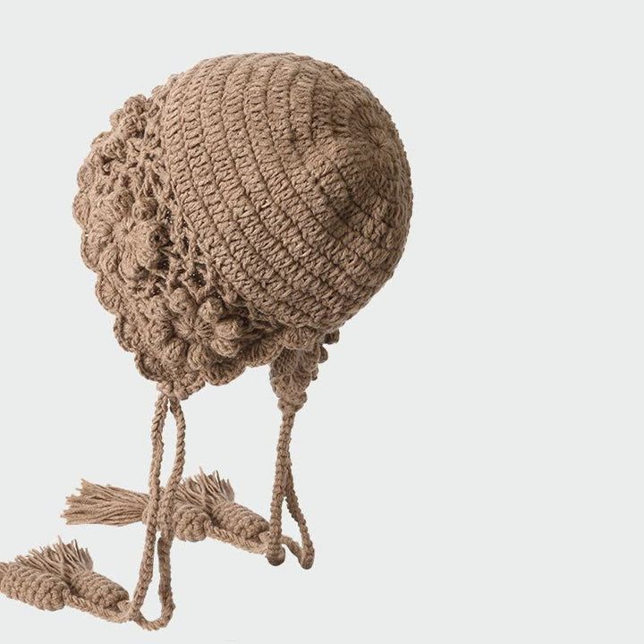 Buddha Stones Fall Winter Knit Floral Tassel Earflap Women's Hat - image 3