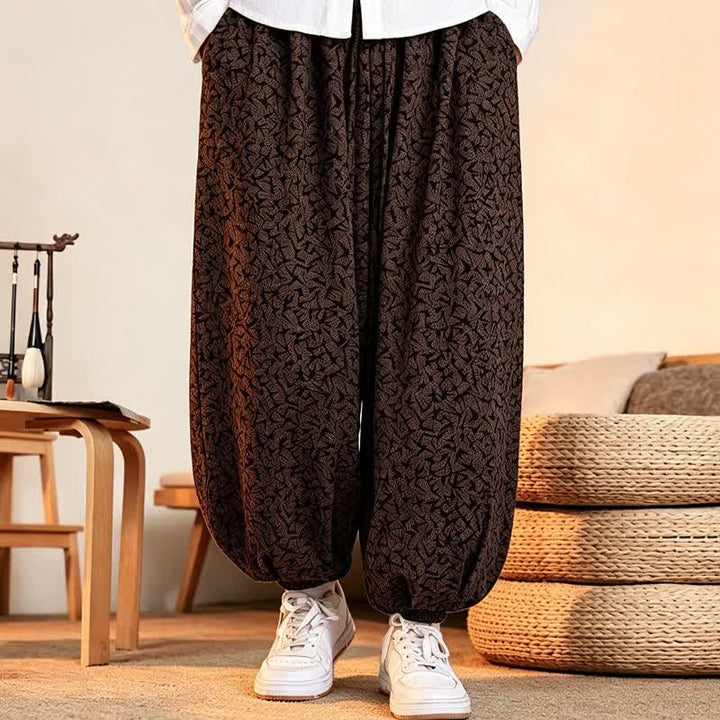 Buddha Stones Fall Winter Casual Minimalist Drawstring Abstract Long Pants Men's Harem Pants With Pockets - image 14