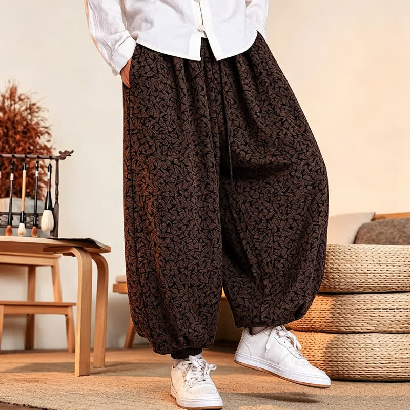 Buddha Stones Fall Winter Casual Minimalist Drawstring Abstract Long Pants Men's Harem Pants With Pockets - image 15