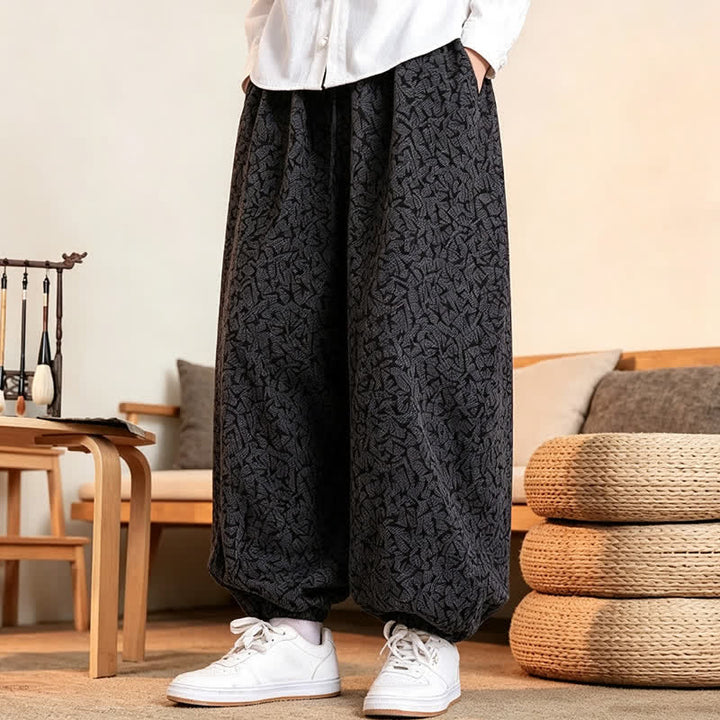 Buddha Stones Fall Winter Casual Minimalist Drawstring Abstract Long Pants Men's Harem Pants With Pockets - image 2