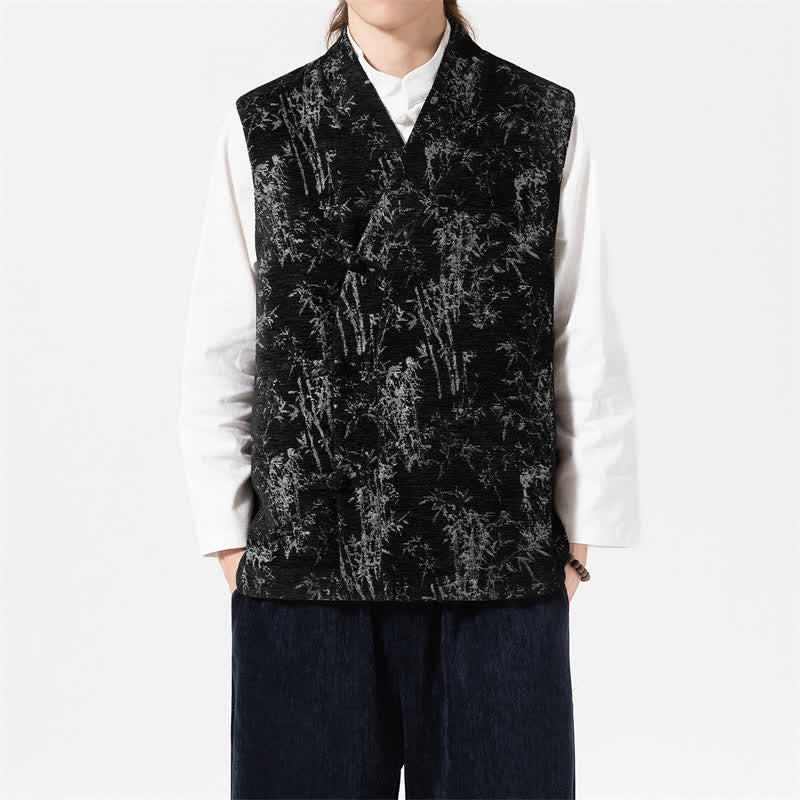 Buddha Stones Fall Tang Style Vintage Button-Up Bamboo Abstract Tank Top Men's Vest - image 7