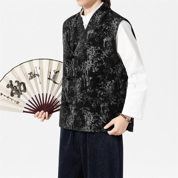 Buddha Stones Fall Tang Style Vintage Button-Up Bamboo Abstract Tank Top Men's Vest - image 9