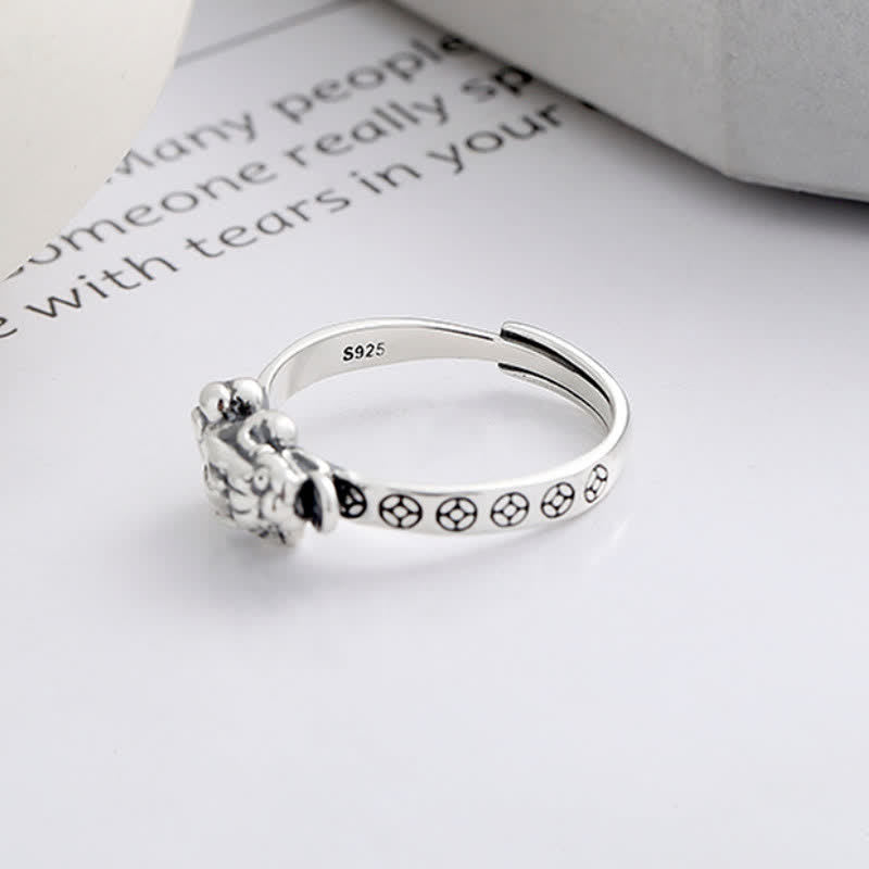 Buddha Stones 925 Sterling Silver Pi Xiu Coins Design Wealth Vintage Adjustable Ring - image 3