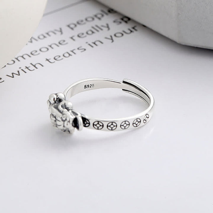 Buddha Stones 925 Sterling Silver Pi Xiu Coins Design Wealth Vintage Adjustable Ring - image 3
