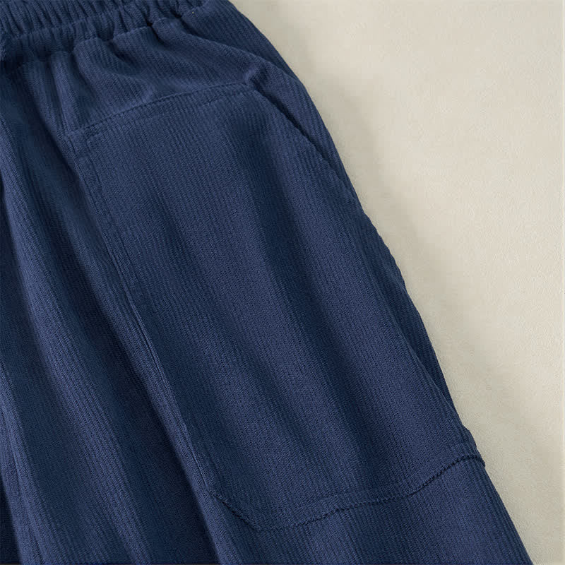 Buddha Stones Fall Winter Casual Drawstring Solid Long Pants Elastic Waist Corduroy Women's Tapered Pants With Pockets - image 4