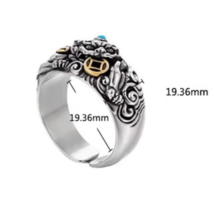 Buddha Stones Copper Pi Xiu Relief Carving Adjustable Grounding and Wealth Ring - image 12
