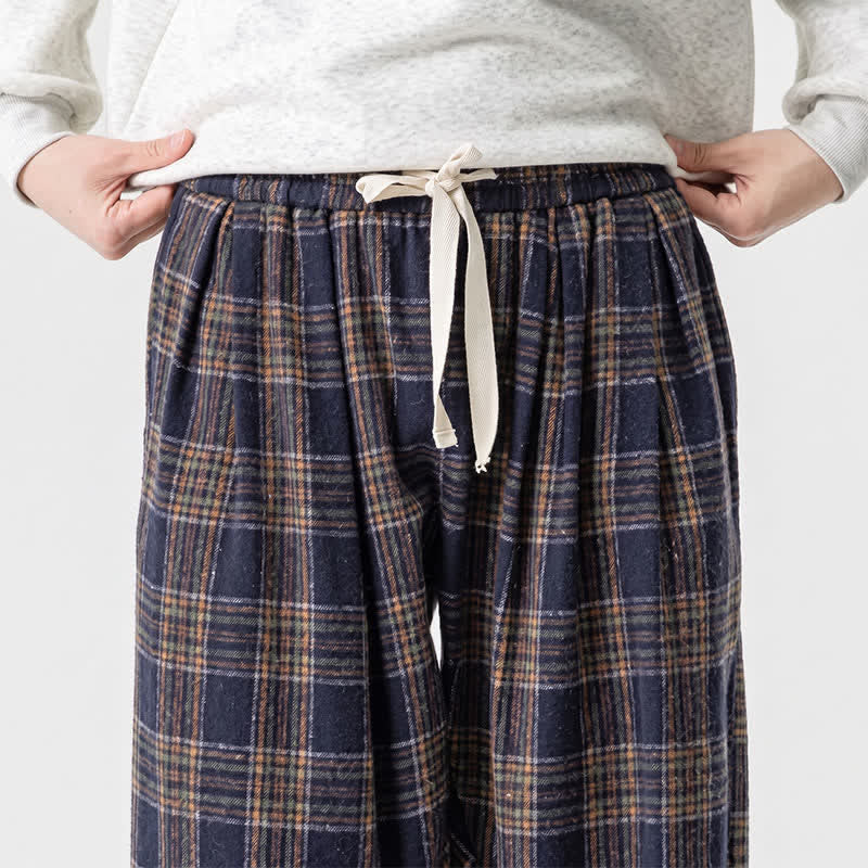 Buddha Stones Fall Winter Casual Drawstring Plaid Ankle Pants Men's Harem Pants With Pockets - image 26