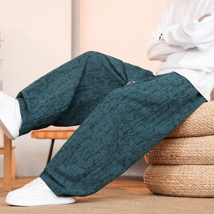 Buddha Stones Fall Casual Drawstring Abstract Texture Pattern Long Pants Men's Straight Leg Pants With Pockets - image 32
