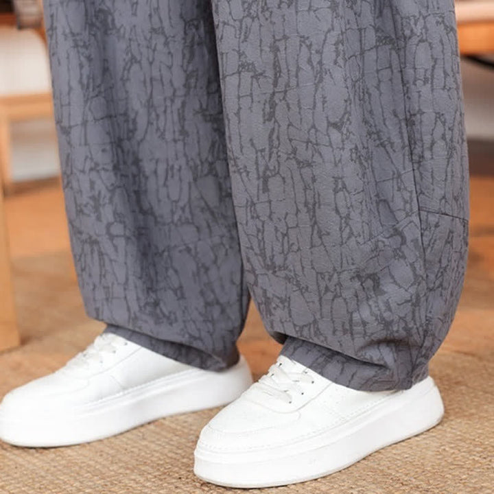 Buddha Stones Fall Casual Drawstring Abstract Texture Pattern Long Pants Men's Straight Leg Pants With Pockets - image 10