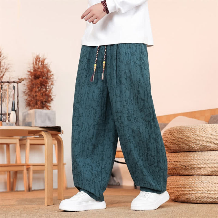 Buddha Stones Fall Casual Drawstring Abstract Texture Pattern Long Pants Men's Straight Leg Pants With Pockets - image 28