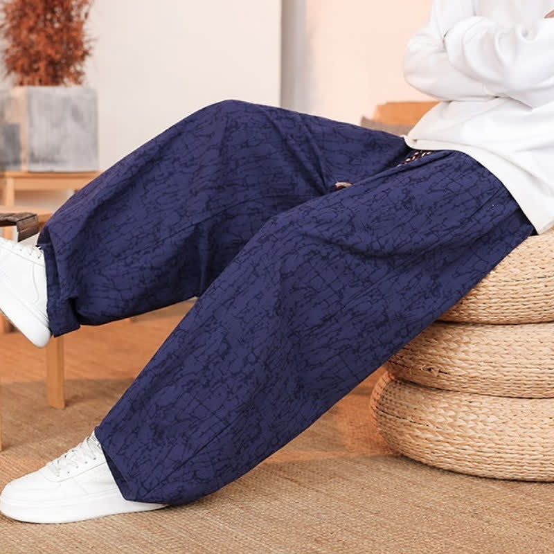 Buddha Stones Fall Casual Drawstring Abstract Texture Pattern Long Pants Men's Straight Leg Pants With Pockets - image 25
