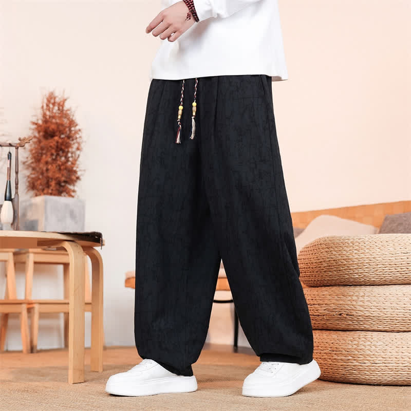 Buddha Stones Fall Casual Drawstring Abstract Texture Pattern Long Pants Men's Straight Leg Pants With Pockets - image 12