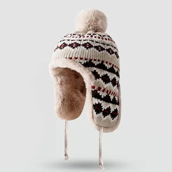 Buddha Stones Winter Geometric Pom Pom Fleece Lined Earflap Women's Hat - Wheat - One Size(54-60 cm) - image 6