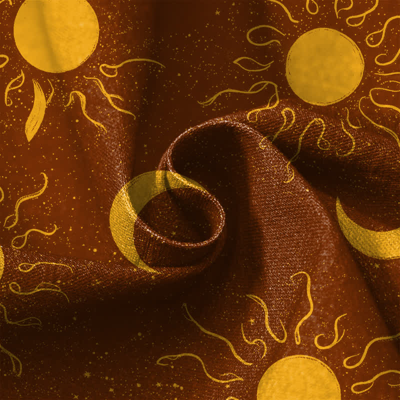 Buddha Stones Pure Cotton Celestial Sun Moon Pattern Frog Button Women's Elastic Waist Harem Pants With Pockets - image 4