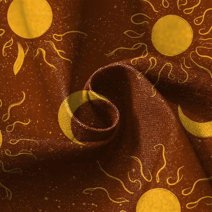 Buddha Stones Pure Cotton Celestial Sun Moon Pattern Frog Button Women's Elastic Waist Harem Pants With Pockets - image 4