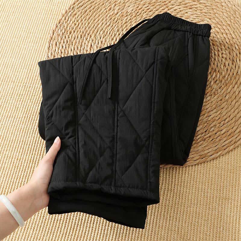 Buddha Stones Winter Casual Drawstring Geometric Ankle Pants Women's Straight Leg Pants With Pockets - image 12