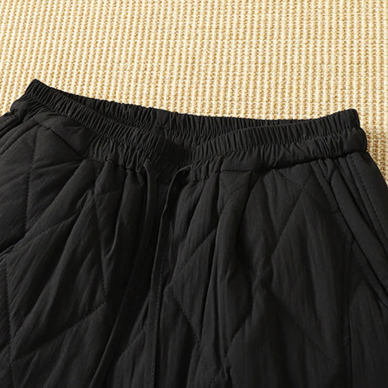Buddha Stones Winter Casual Drawstring Geometric Ankle Pants Women's Straight Leg Pants With Pockets - image 13
