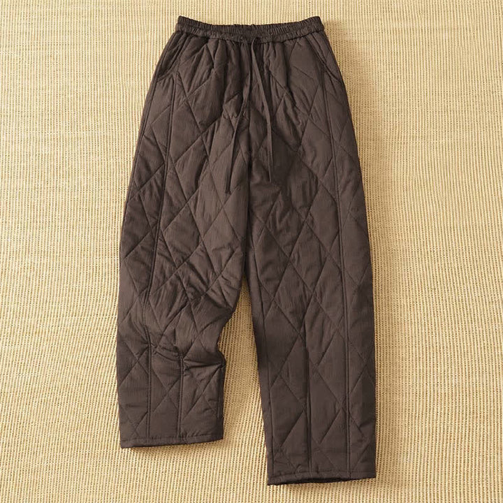 Buddha Stones Winter Casual Drawstring Geometric Ankle Pants Women's Straight Leg Pants With Pockets - SaddleBrown - US8-10, UK/AU12-14, EU40-42 (2XL) - image 0