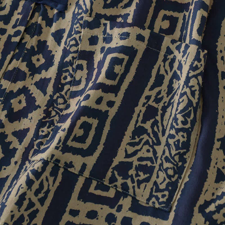 Buddha Stones Spring Casual Vintage Open Front Geometric Women's Kimono With Pocket - image 7