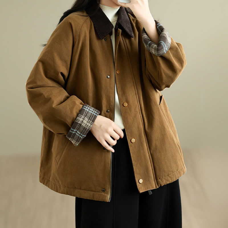 Buddha Stones Fall Winter Casual Classic Solid Women's Jacket With Pockets - image 1