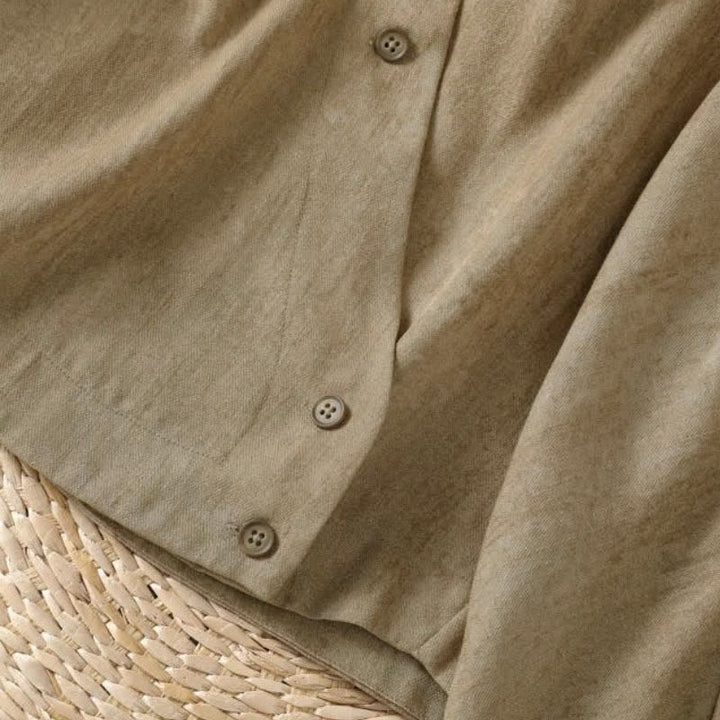 Buddha Stones Fall Casual Tang Style Mandarin Collar Buttons Solid Women's Long Sleeve Shirts - image 13
