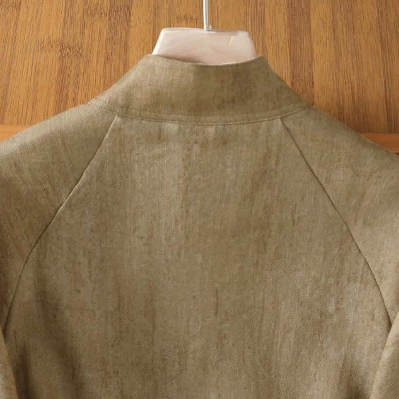 Buddha Stones Fall Casual Tang Style Mandarin Collar Buttons Solid Women's Long Sleeve Shirts - image 10
