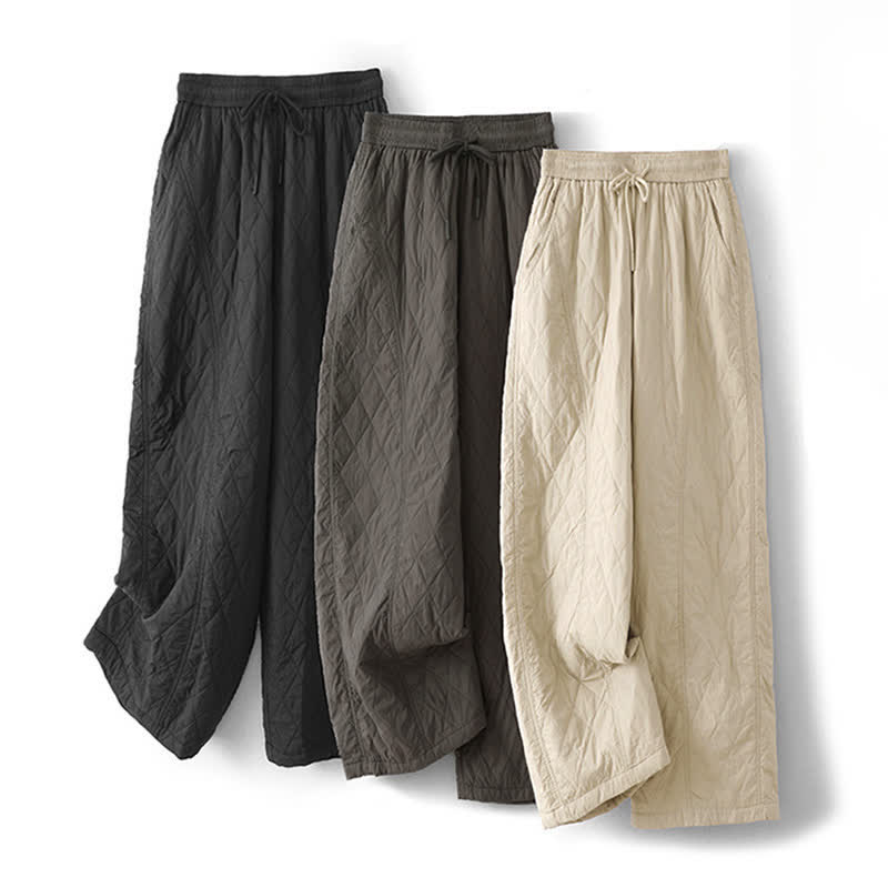 Buddha Stones Winter Minimalist Plain Drawstring Solid Ankle Pants Women's Straight Leg Pants With Pockets - image 22